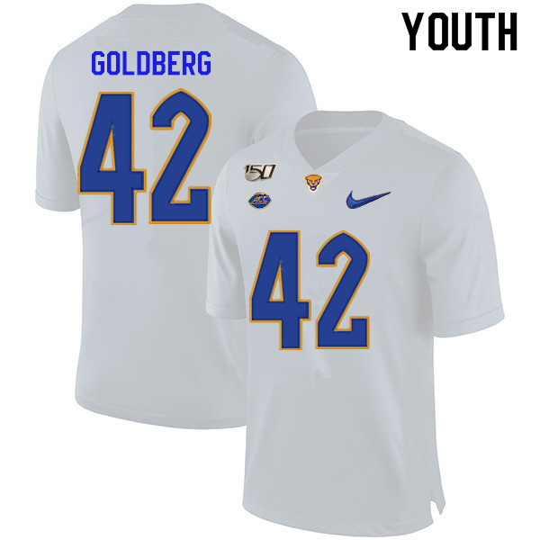 2019 Youth #42 Marshall Goldberg Pitt Panthers College Football Jerseys Sale-White